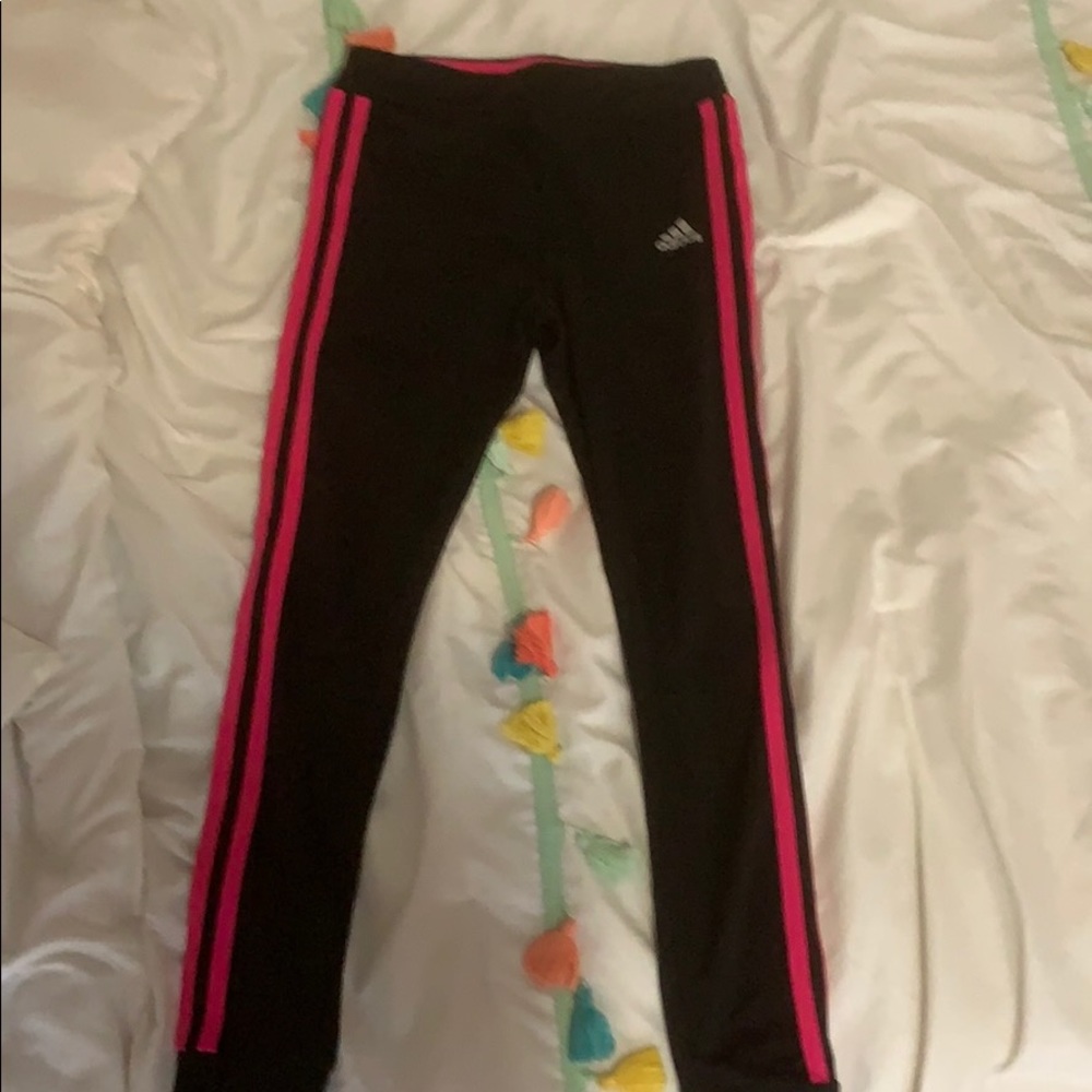Black and pink Adidas leggings